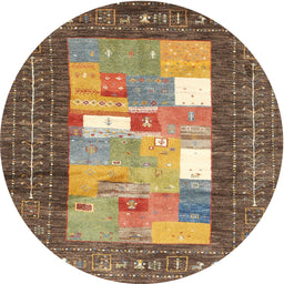Round Contemporary Copper Green Modern Rug, con2061