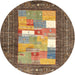 Round Contemporary Copper Green Modern Rug, con2061