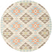 Round Contemporary Tan Brown Gold Southwestern Rug, con2063