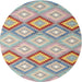 Round Contemporary Tan Brown Southwestern Rug, con2064