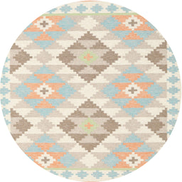 Round Machine Washable Contemporary Tan Brown Rug, wshcon2066