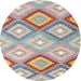 Round Contemporary Tan Brown Southwestern Rug, con2067