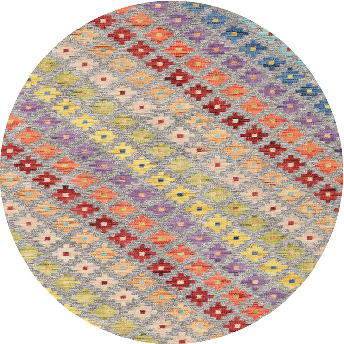 Round Contemporary Orange Salmon Pink Southwestern Rug, con2071