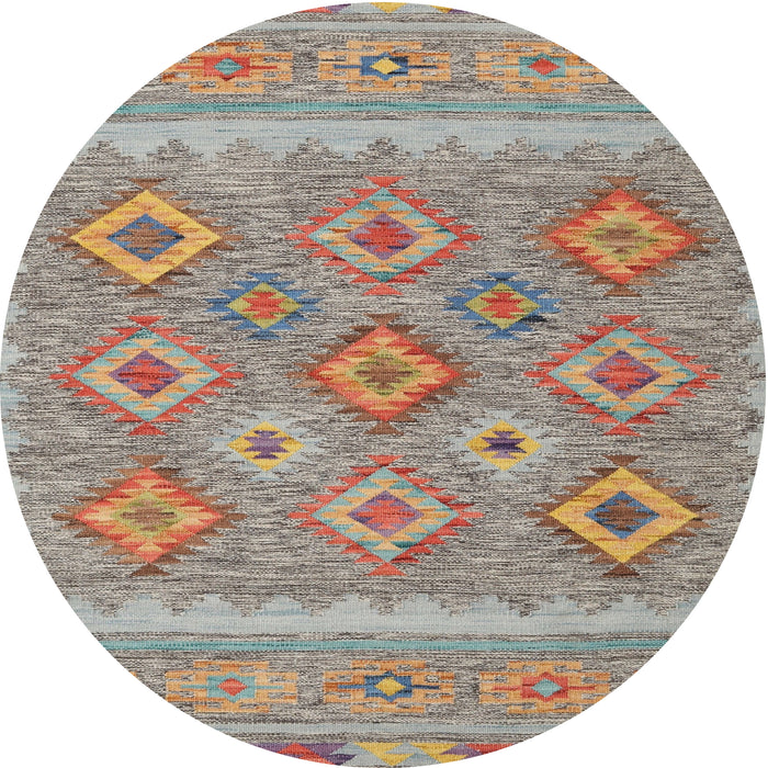 Round Machine Washable Contemporary Sage Green Rug, wshcon2072