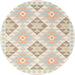 Round Contemporary Tan Brown Gold Southwestern Rug, con2079