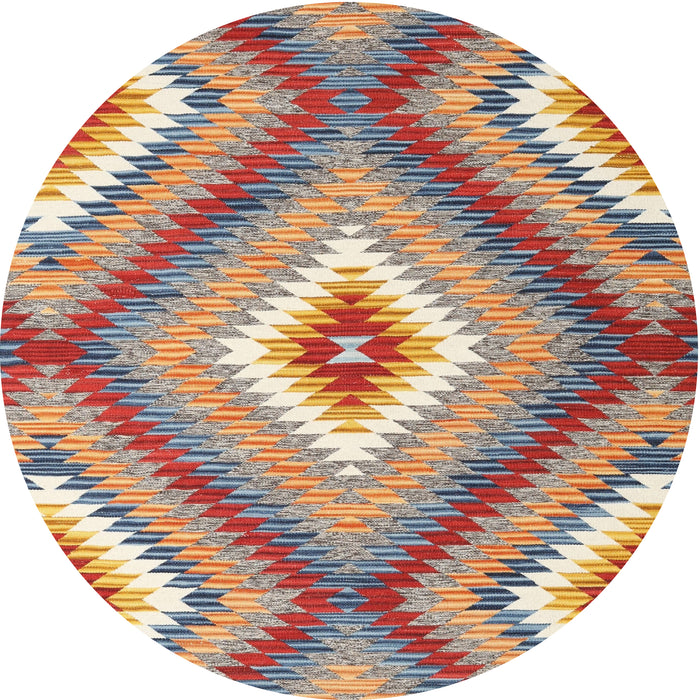 Round Machine Washable Contemporary Brown Rug, wshcon2080