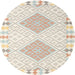 Round Contemporary Tan Brown Southwestern Rug, con2083