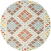 Round Contemporary Camel Brown Southwestern Rug, con2084