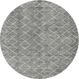 Round Machine Washable Contemporary Dark Gray Rug, wshcon2086