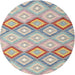 Round Contemporary Tan Brown Southwestern Rug, con2088