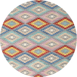 Round Contemporary Tan Brown Southwestern Rug, con2089