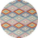 Round Contemporary Tan Brown Southwestern Rug, con2089