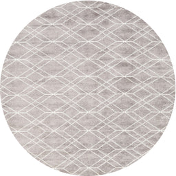 Round Machine Washable Contemporary Dark White Beige Rug, wshcon2090