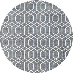 Round Machine Washable Contemporary Slate Granite Gray Rug, wshcon2092