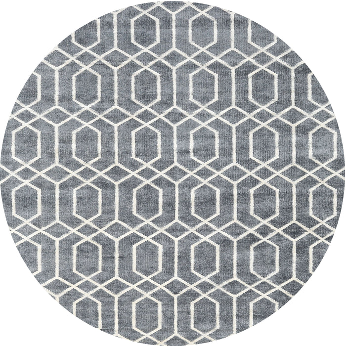 Round Machine Washable Contemporary Slate Granite Gray Rug, wshcon2092