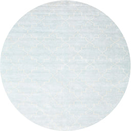 Round Machine Washable Contemporary Water Blue Rug, wshcon2098