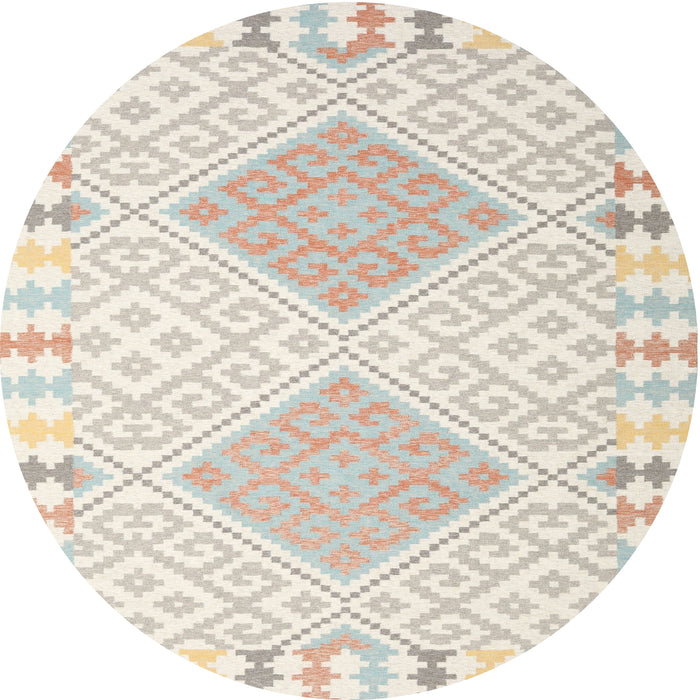 Round Machine Washable Contemporary Tan Brown Rug, wshcon2104