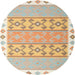 Round Contemporary Brown Modern Rug, con2106