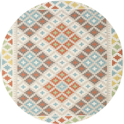 Round Contemporary Camel Brown Southwestern Rug, con2107