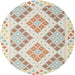 Round Contemporary Camel Brown Southwestern Rug, con2107