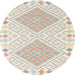 Round Contemporary Tan Brown Southwestern Rug, con2110