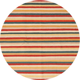 Round Contemporary Chestnut Red Modern Rug, con2114