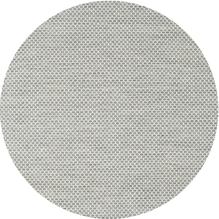 Round Machine Washable Contemporary Dark White Beige Rug, wshcon2117