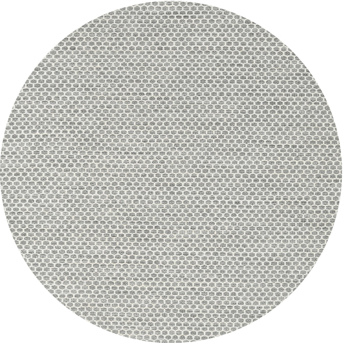 Round Machine Washable Contemporary Dark White Beige Rug, wshcon2169