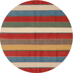 Round Machine Washable Contemporary Red Rug, wshcon2189