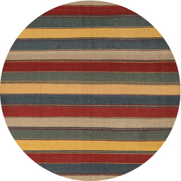 Round Contemporary Saffron Red Southwestern Rug, con2190
