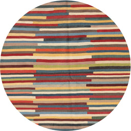 Round Machine Washable Contemporary Brown Red Rug, wshcon2191