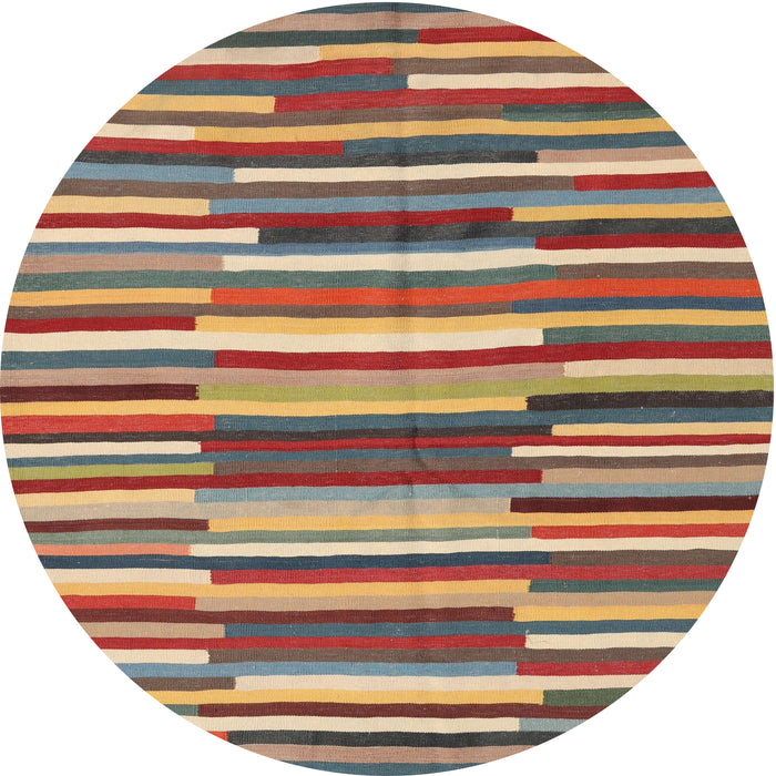 Round Machine Washable Contemporary Brown Red Rug, wshcon2191