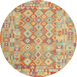 Round Machine Washable Contemporary Orange Rug, wshcon2198