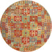 Round Machine Washable Contemporary Metallic Gold Rug, wshcon2201