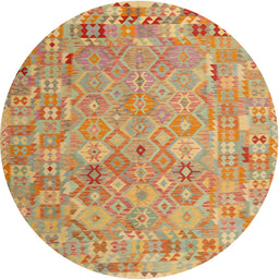 Round Contemporary Orange Modern Rug, con2202