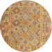 Round Contemporary Metallic Gold Modern Rug, con2204