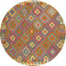 Round Contemporary Copper Green Southwestern Rug, con2209