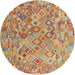 Round Contemporary Brownish Green Southwestern Rug, con2213