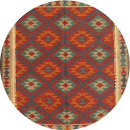 Round Machine Washable Contemporary Red Rug, wshcon2214