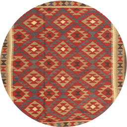 Round Machine Washable Contemporary Red Rug, wshcon2215