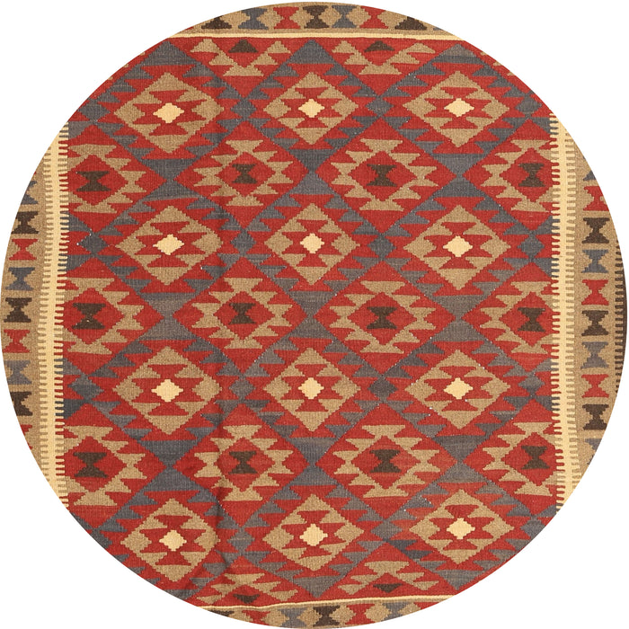 Round Machine Washable Contemporary Red Rug, wshcon2215