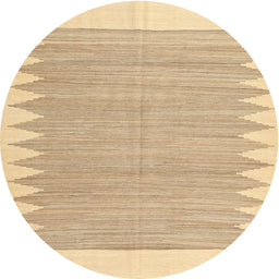 Round Contemporary Sand Brown Solid Rug, con2218
