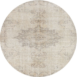 Round Contemporary Light French Beige Brown Modern Rug, con2225