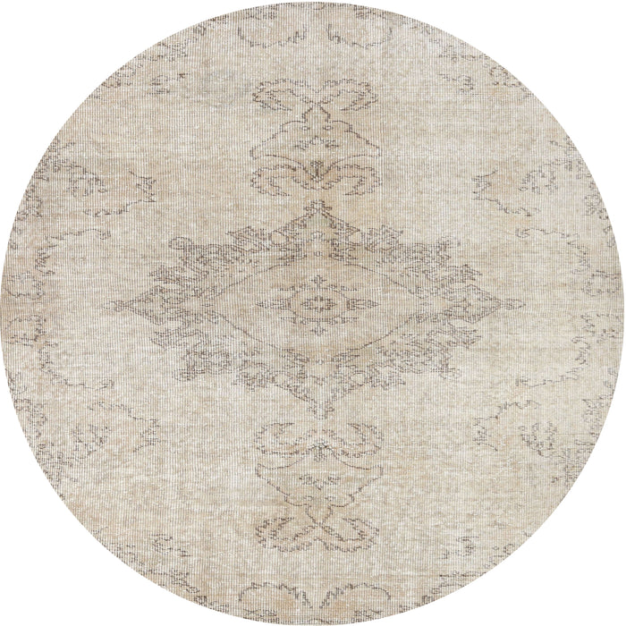 Round Contemporary Light French Beige Brown Modern Rug, con2227