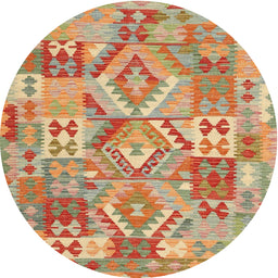Round Contemporary Orange Southwestern Rug, con2231