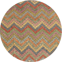 Round Contemporary Sienna Brown Southwestern Rug, con2236
