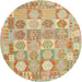 Round Contemporary Bronze Brown Southwestern Rug, con2238