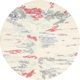 Round Contemporary Blanched Almond Beige Solid Rug, con2241