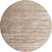 Round Contemporary Camel Brown Solid Rug, con2261