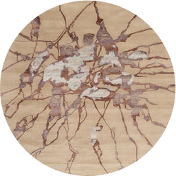 Round Contemporary Orange Brown Modern Rug, con2263